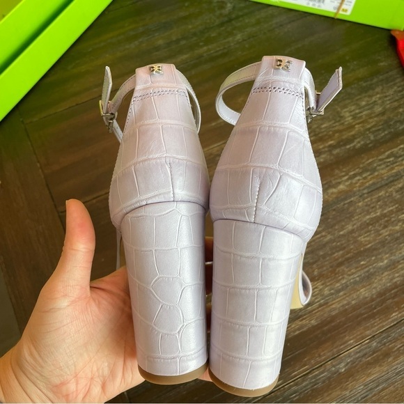 New Sam Edelman Leather Yaro Ankle Strap Block Heel Sandals in Misty Lilac - Picture 6 of 10